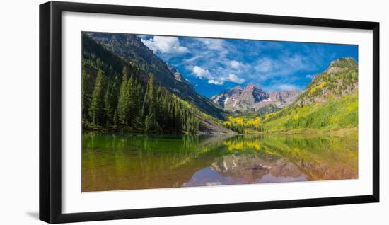 Reflection of a mountain on water, Maroon Bells, Maroon Bells-Snowmass Wilderness, White River N...-null-Framed Photographic Print