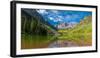 Reflection of a mountain on water, Maroon Bells, Maroon Bells-Snowmass Wilderness, White River N...-null-Framed Photographic Print