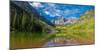 Reflection of a mountain on water, Maroon Bells, Maroon Bells-Snowmass Wilderness, White River N...-null-Mounted Photographic Print