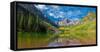 Reflection of a mountain on water, Maroon Bells, Maroon Bells-Snowmass Wilderness, White River N...-null-Framed Stretched Canvas