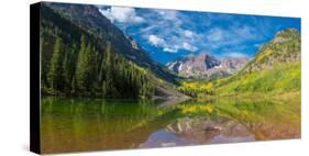 Reflection of a mountain on water, Maroon Bells, Maroon Bells-Snowmass Wilderness, White River N...-null-Stretched Canvas