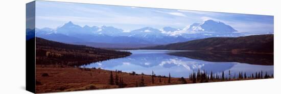 Reflection of a Mountain Range in a Lake, Mt McKinley, Wonder Lake, Denali National Park, Alaska-null-Stretched Canvas