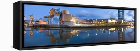 Reflection of a Museum on Water, Guggenheim Museum, Bilbao, Basque Country, Spain-null-Framed Stretched Canvas