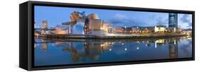 Reflection of a Museum on Water, Guggenheim Museum, Bilbao, Basque Country, Spain-null-Framed Stretched Canvas