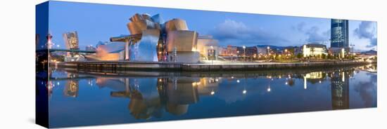 Reflection of a Museum on Water, Guggenheim Museum, Bilbao, Basque Country, Spain-null-Stretched Canvas