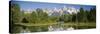 Reflection of a Snowcapped Mountain in Water, Near Schwabachers Landing, Grand Teton National Pa...-null-Stretched Canvas