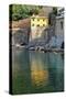 Reflection of a Yellow House, Cinqueterra, Italy-Steven Boone-Stretched Canvas