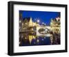 Reflection of Arched Bridge and Waterfront Town Houses, Ghent, Flanders, Belgium, Europe-Christian Kober-Framed Photographic Print