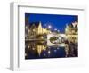 Reflection of Arched Bridge and Waterfront Town Houses, Ghent, Flanders, Belgium, Europe-Christian Kober-Framed Photographic Print