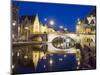 Reflection of Arched Bridge and Waterfront Town Houses, Ghent, Flanders, Belgium, Europe-Christian Kober-Mounted Photographic Print