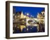 Reflection of Arched Bridge and Waterfront Town Houses, Ghent, Flanders, Belgium, Europe-Christian Kober-Framed Photographic Print