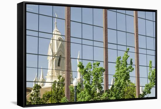 Reflection of Assembly Hall, Temple Square, Salt Lake City, Utah-Michael DeFreitas-Framed Stretched Canvas