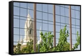 Reflection of Assembly Hall, Temple Square, Salt Lake City, Utah-Michael DeFreitas-Framed Stretched Canvas