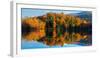 Reflection of autumn trees in a lake, West Bolton, Quebec, Canada-null-Framed Photographic Print