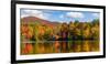 Reflection of autumn trees in a pond, Sally's Pond, West Bolton, Quebec, Canada-null-Framed Photographic Print