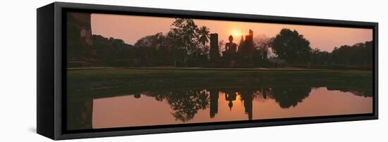 Reflection of Buddha Statue on Water, Sukhothai Historical Park, Sukhothai, Thailand-null-Framed Stretched Canvas