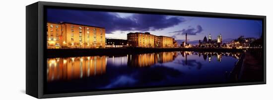 Reflection of Buildings in Water, Albert Dock, Liverpool, Merseyside, England-null-Framed Stretched Canvas