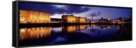 Reflection of Buildings in Water, Albert Dock, Liverpool, Merseyside, England-null-Framed Stretched Canvas