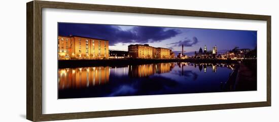 Reflection of Buildings in Water, Albert Dock, Liverpool, Merseyside, England-null-Framed Photographic Print