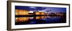 Reflection of Buildings in Water, Albert Dock, Liverpool, Merseyside, England-null-Framed Photographic Print