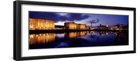 Reflection of Buildings in Water, Albert Dock, Liverpool, Merseyside, England-null-Framed Photographic Print