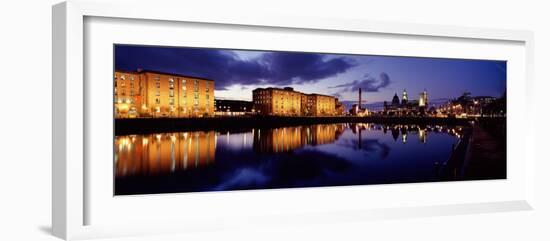 Reflection of Buildings in Water, Albert Dock, Liverpool, Merseyside, England-null-Framed Photographic Print