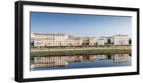 Reflection of buildings on River Arno, Florence, Tuscany, Italy, Europe-Alexandre Rotenberg-Framed Photographic Print