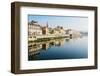 Reflection of buildings on River Arno, Florence, Tuscany, Italy, Europe-Alexandre Rotenberg-Framed Photographic Print