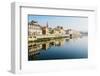 Reflection of buildings on River Arno, Florence, Tuscany, Italy, Europe-Alexandre Rotenberg-Framed Photographic Print