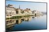 Reflection of buildings on River Arno, Florence, Tuscany, Italy, Europe-Alexandre Rotenberg-Mounted Photographic Print