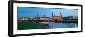 Reflection of Buildings on Water, Dresden Frauenkirche, River Elbe, Dresden, Saxony, Germany-null-Framed Photographic Print