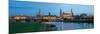 Reflection of Buildings on Water, Dresden Frauenkirche, River Elbe, Dresden, Saxony, Germany-null-Mounted Photographic Print