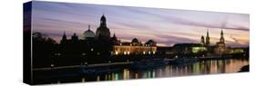 Reflection of Buildings on Water, Dresden Frauenkirche, River Elbe, Dresden, Saxony, Germany-null-Stretched Canvas