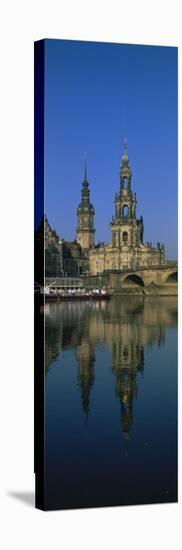Reflection of Buildings on Water, Elbe River, Dresden, Germany-null-Stretched Canvas