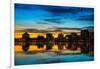 Reflection of buildings on water, Lake Merritt, Oakland, California, USA-null-Framed Photographic Print