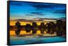 Reflection of buildings on water, Lake Merritt, Oakland, California, USA-null-Framed Stretched Canvas