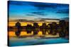 Reflection of buildings on water, Lake Merritt, Oakland, California, USA-null-Stretched Canvas