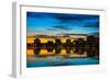 Reflection of buildings on water, Lake Merritt, Oakland, California, USA-null-Framed Photographic Print