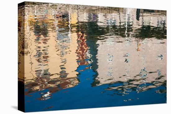 Reflection of buildings on water, Puerto Deportivo, Cimadevilla, Gijon, Asturias Province, Spain-null-Stretched Canvas