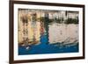 Reflection of buildings on water, Puerto Deportivo, Cimadevilla, Gijon, Asturias Province, Spain-null-Framed Photographic Print