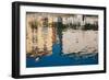 Reflection of buildings on water, Puerto Deportivo, Cimadevilla, Gijon, Asturias Province, Spain-null-Framed Photographic Print