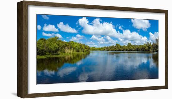 Reflection of clouds on water, Deer Creek in Deer Prairie Creek Preserve, Venice, Florida, USA-null-Framed Photographic Print