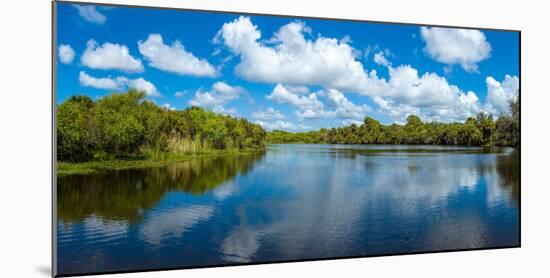 Reflection of clouds on water, Deer Creek in Deer Prairie Creek Preserve, Venice, Florida, USA-null-Mounted Photographic Print