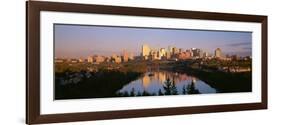 Reflection of Downtown Buildings in Water at Sunrise, North Saskatchewan River, Edmonton-null-Framed Photographic Print