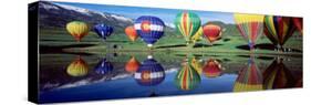 Reflection of Hot Air Balloons on Water, Colorado, USA-null-Stretched Canvas