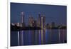 Reflection of illuminated skylines on water, Coral Sea, Surfer's Paradise, Gold Coast, Queenslan...-Panoramic Images-Framed Photographic Print