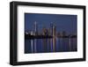 Reflection of illuminated skylines on water, Coral Sea, Surfer's Paradise, Gold Coast, Queenslan...-Panoramic Images-Framed Photographic Print