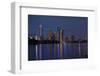 Reflection of illuminated skylines on water, Coral Sea, Surfer's Paradise, Gold Coast, Queenslan...-Panoramic Images-Framed Photographic Print