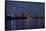 Reflection of illuminated skylines on water, Coral Sea, Surfer's Paradise, Gold Coast, Queenslan...-Panoramic Images-Framed Stretched Canvas