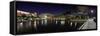 Reflection of lights on water, Puerto Rico Convention Center, Isla Grande, Santurce, San Juan, P...-null-Framed Stretched Canvas